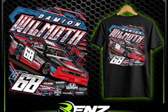 design high quality and specially t shirt kart racing logo