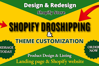 build shopify store or dropshipping ecommerce store,landing page shopify website