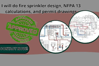 do fire sprinkler design, nfpa 13 calculations, and permit drawings