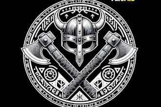 design a viking metal logo with knotwork details