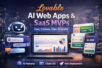 develop lovable ai web apps, saas mvp, an website using bolt, supabse, replit