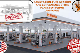 design gas station, fuel station, and convenience store plan for permit approval