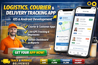 build premium logistics app, courier delivery tracking app for ios and android