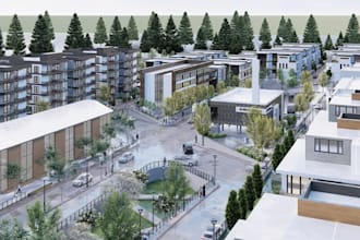 remodel3d multipurpose estate,mixed use housing,cgi neighborhood,exterior render