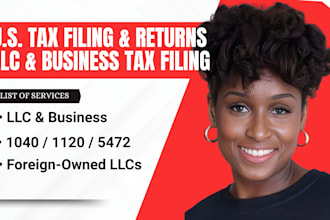 usa tax filing, returns for llcs and businesses 1040, 5472, 1120 cpa