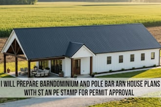 do barndominium and pole barn house plans with pe stamp for permit approval