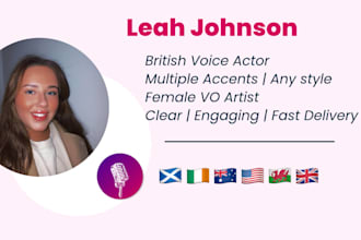 record a professional voice over with multiple accents