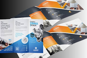 design modern professional brochure, trifold layout real estate menu catalog
