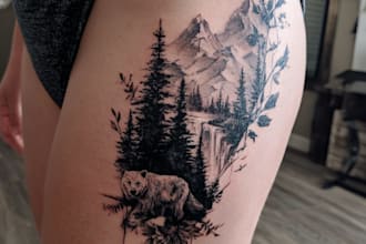 minimalist unique tattoo sketch, sleeve tattoo design