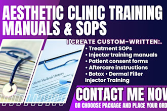 create aesthetic training manual, course content on botox, filler, microblading