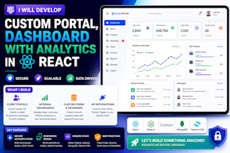 develop custom portal, dashboard with analytics in react