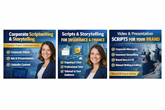 write corporate scripts and storytelling for insurance and financial brands