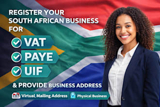 register your south african business for vat, paye, uif and provide address