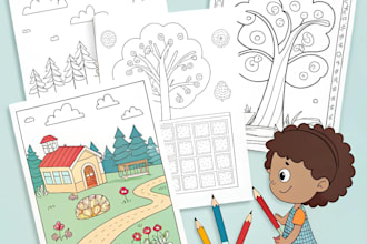 create activity books, coloring pages and worksheet for kids