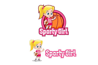 design awesome sporty girl brand logo