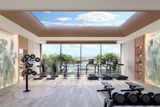 render 3d gym design, 3d yoga, sport complex, fitness center, 3d gym rendering