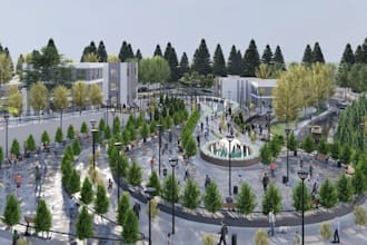 3d tourist village,vacation estate,urban landscape,apartment complex, cgi render