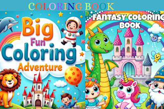 design kids coloring book interior, adult coloring page, KDP coloring book