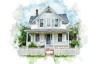 draw house illustration watercolor style