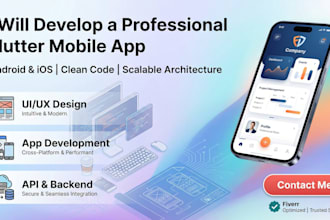 develop flutter app for android and ios with api and firebase