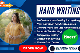 handwrite any text, custom handwriting services
