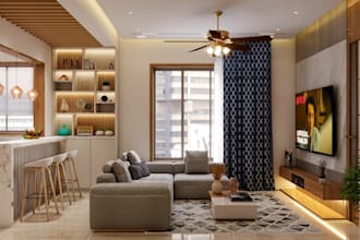 renovate apartment living area,interior basement layout,open plan kitchen render