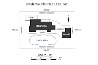 draw a professional residential plot plan or site plan