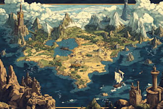 illustrate fantasy map and city map