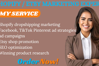 promote etsy or shopify dropshipping store with targeted ads and marketing