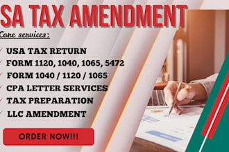 prepare and amend us income tax return, tax amendment, tax preparation