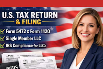 file  US tax return, us tax filing, form 5472 and 1120 for single member llc
