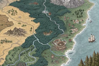 do  illustration, map design, 2d vector map, dnd map,