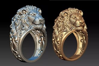 sculpt custom 3d animal style jewelry model for rings, pendant, clean stl file