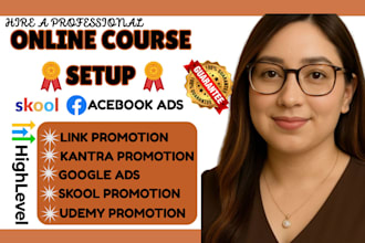 do course promotion, udemy, thinkific and kantra promotion, online course setup