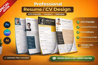 design a modern ats resume and professional CV