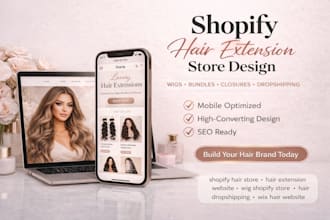 shopify hair extension store, wig website, hair dropshipping store, wix hair