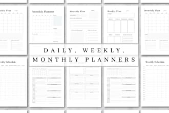 design custom planners journals daily notebook covers workbook printable planner