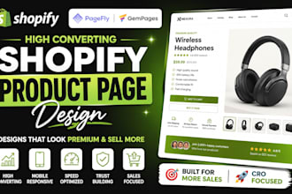 design shopify product page or landing page in pagefly