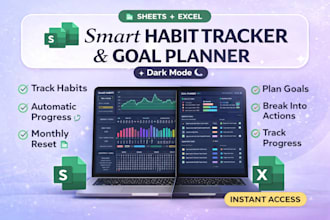 design habit tracker and goal tracker dashboard for excel