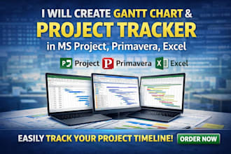create gantt chart, project tracker in ms project or excel