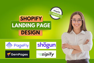 shopify landing page with pagefly or shogun app gempages