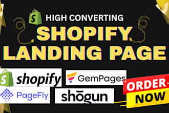design shopify landing page or product page using pagefly, gempages or shogun