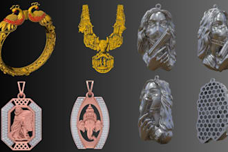 do 3d jewelry cad design, jewelry 3d printing 3d rendering, rings, necklace 3d