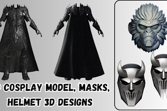 do 3d cosplay model, props, 3d mask, helmet, wearable 3d cosplay for 3d printing
