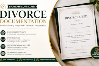 design   islamic divorce, khula, talaq,  annulment certificates