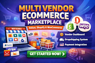 create multi vendor ecommerce marketplace with dokan, woocommerce, shopify