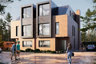 revamp3d brick house exterior,housing development,interior design,balcony render