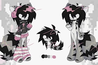 draw furry character reference in anime style, and anthro nsfw art for fursuit