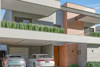 craft 3d duplex villa exterior,real estate,car park design,landscaping,d5 render