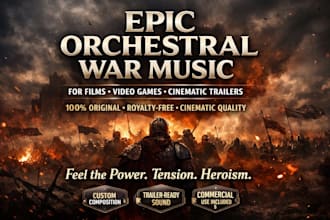 produce epic orchestral war music for your film, cinematic trailer, video game